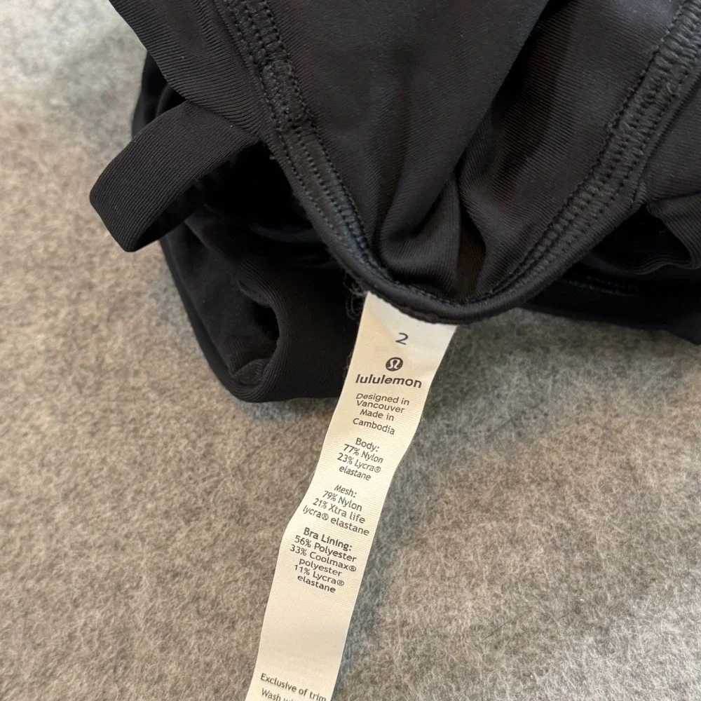 Lululemon Athletica Black Luon Compression Strappy Tank Top Women's Size 2